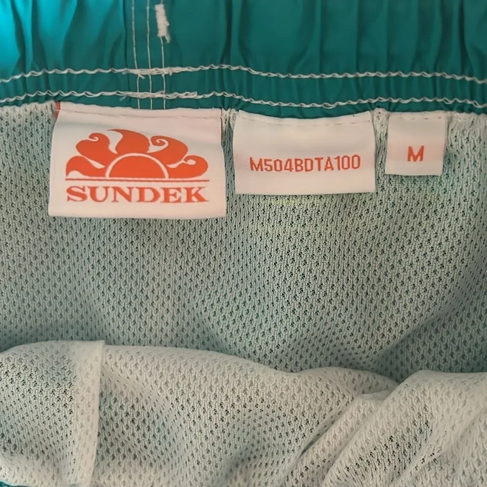 Sundek Boys Teal Beach Lined Swim 14" Trunks. Size Medium. - Picture 2 of 5